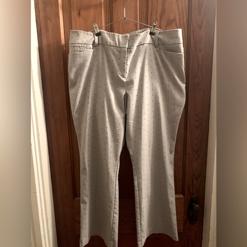 Gray and black polka dot dress pants